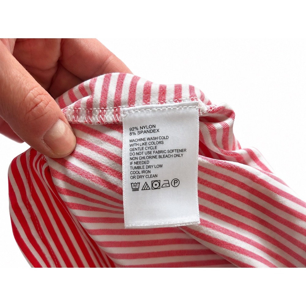 Tommy Bahama IslandZone Red White Striped Quarter Zip Polo Shirt Womens Medium - Picture 3 of 8